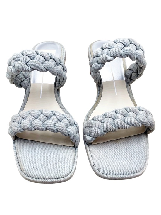 Dolce Vita Shoes - {Dolce Vita} Indy Light Blue Denim Slip On Open Square Toe Woven Straps Sandals
